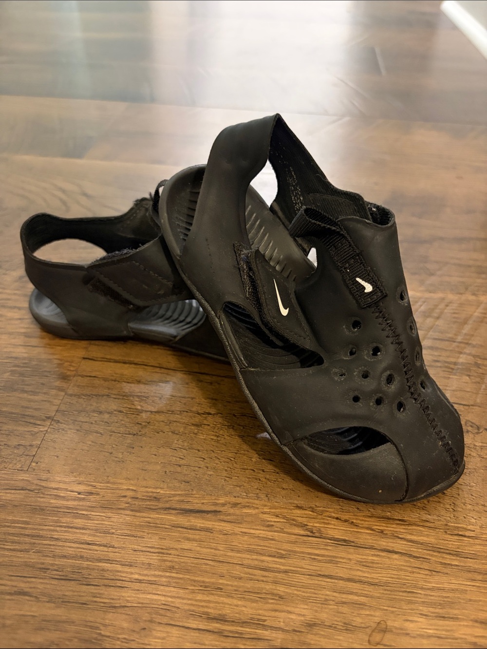 Nike Black Kids Water Shoes with White Swoosh